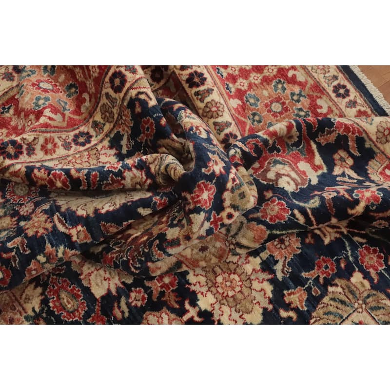 Hand Knotted Traditional Wool Blue Geometric Area Rug - 9' 8'' X 8' 2''