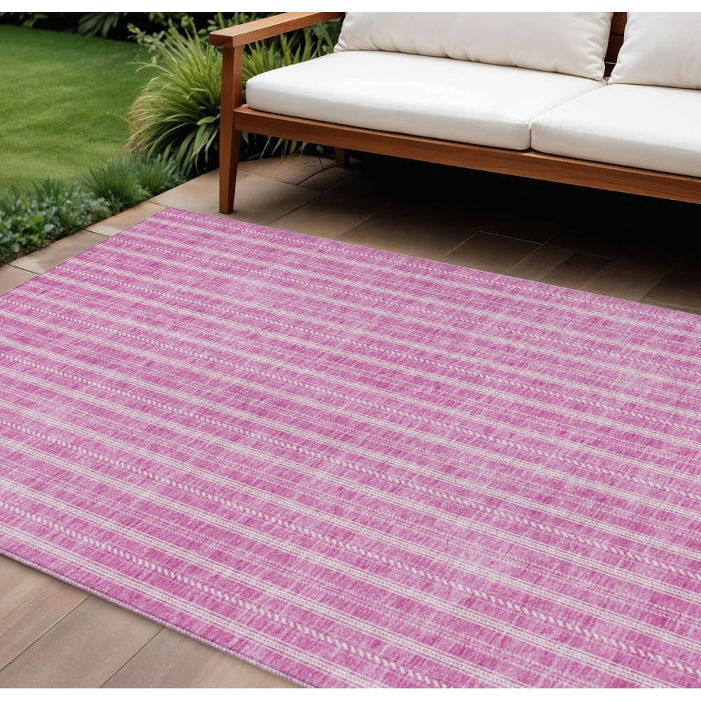 HomeRoots Striped Transitional Rectangle Outdoor Rug