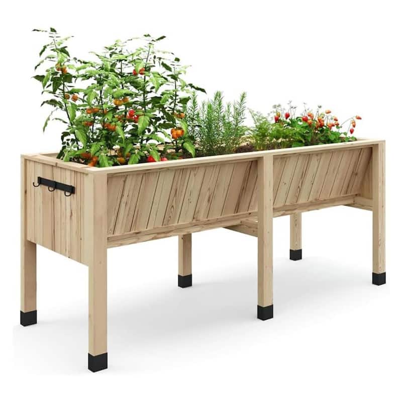 45x23x30in Raised Garden Bed Planter Box for Backyard - N/A - Natrual