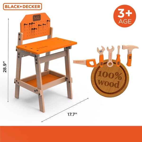 Black and Decker Kids Workbench and six piece Wooden Tool Set