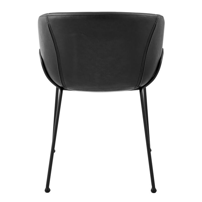 Zach Armchair in Black Leatherette with Matte Black Legs - Set of 2