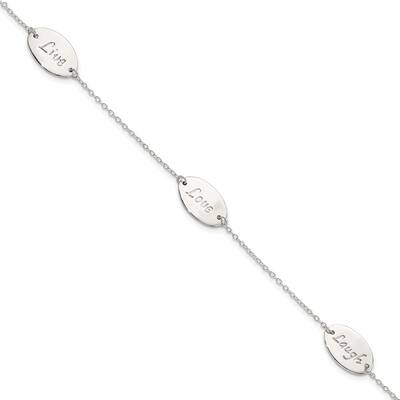 925 Sterling Silver Live Laugh Love Bracelet, 7.5" (W-0.5mm)