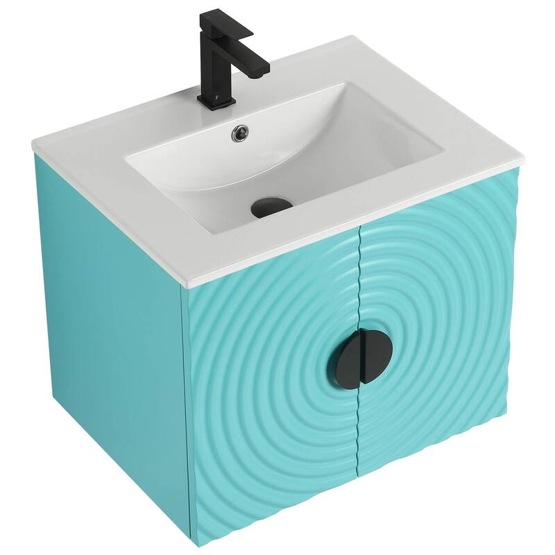 Pellabay Modern Bathroom Vanity with Fluted Circular Doors - Sink Included