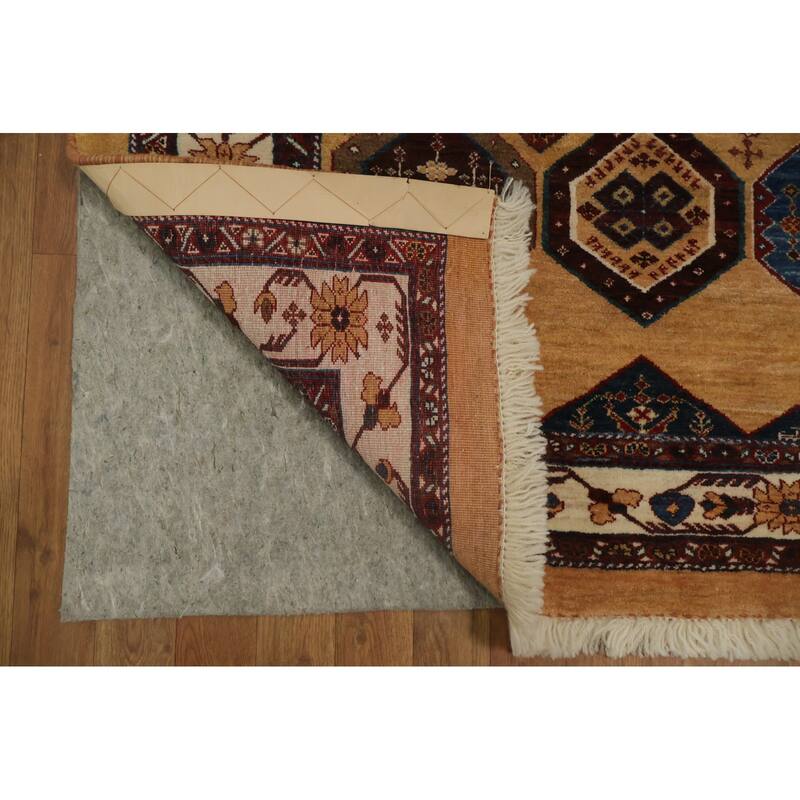 Hand Knotted Oriental 100% Wool Carpet Traditional Tribal Yellow & Gold Shiraz Area Rug - 8' 3'' X 5' 9''