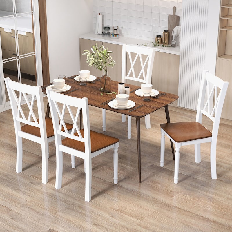 Gymax Dining Chairs Set of 4 Wood Farmhouse Dining Room Side Chairs