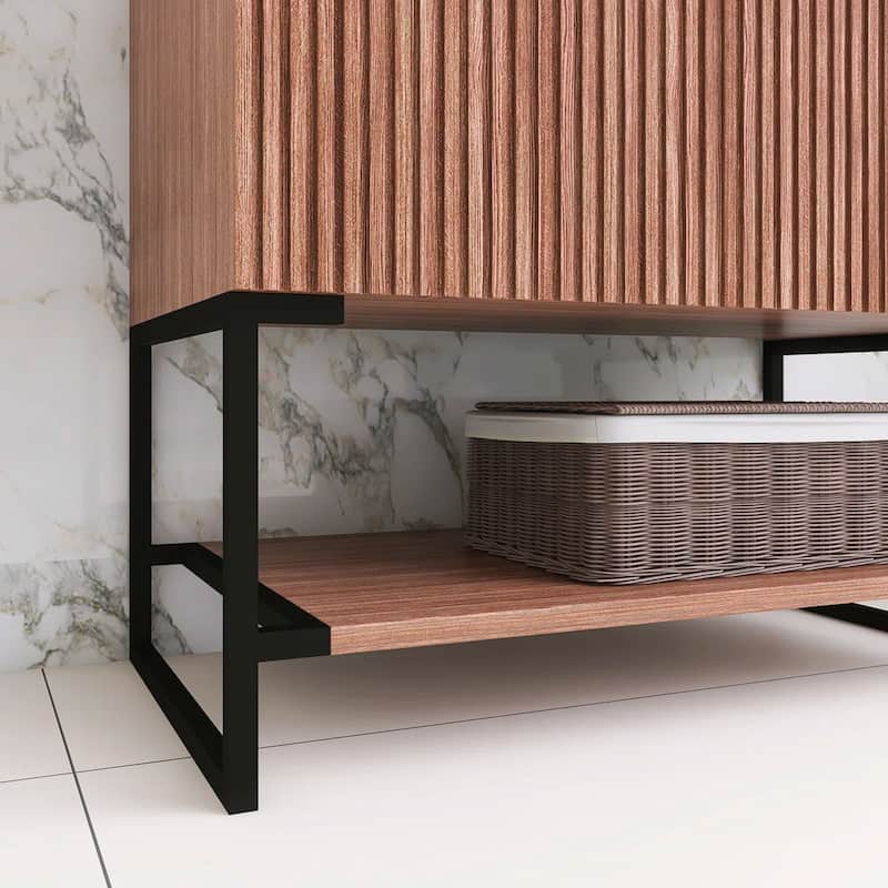 Freestanding Bathroom Vanity with White Integrated Solid Surface Sink