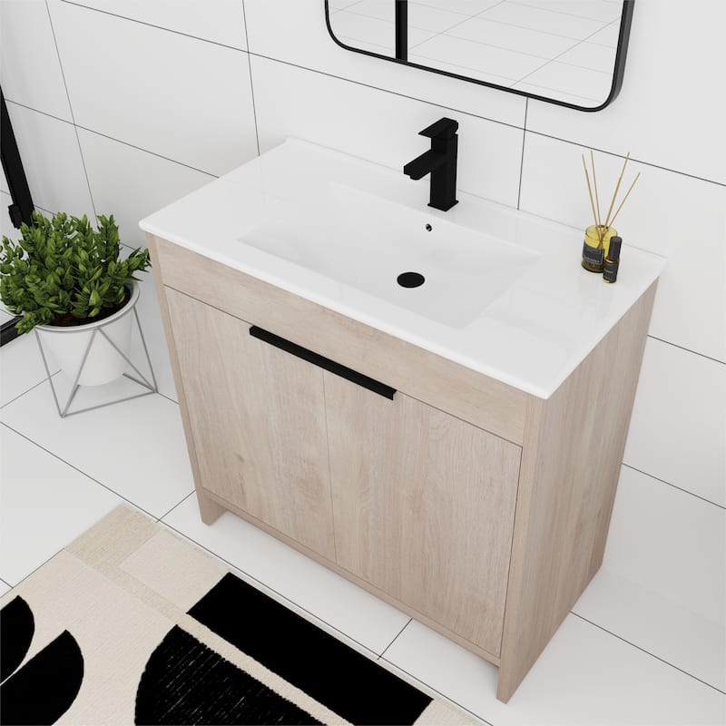 Bathroom Vanity With Sink In 24/30/36 Inch, Freestanding Bathroom Vanity With Soft Close Door and Adjustable Shelf