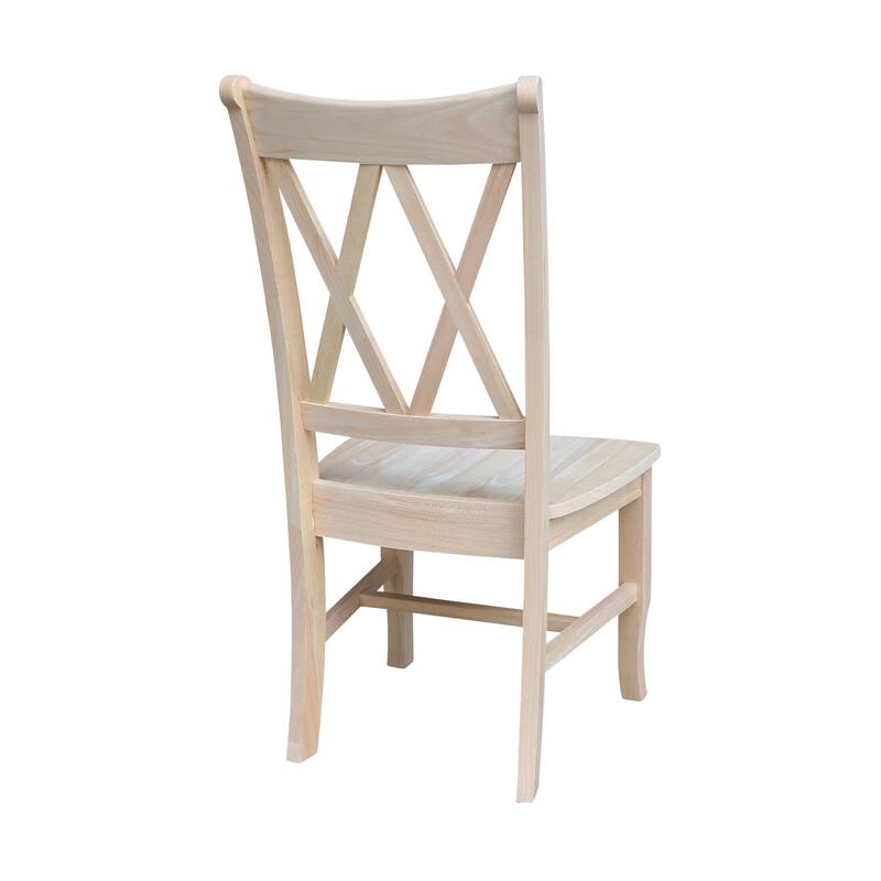 International Concepts Solid Wood Set of 2 Double X-Back Dining Chairs