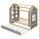 preview thumbnail 7 of 6, Grey Twin Size House Platform Bed with Storage Shelves and Twin Size Trundle