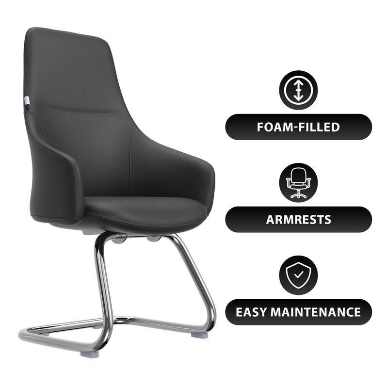 Celeste Modern Leather Office Chair with Iron Frame, Fixed Armrests, Foam Padding, Easy-Clean Upholstery & Quick Assembly
