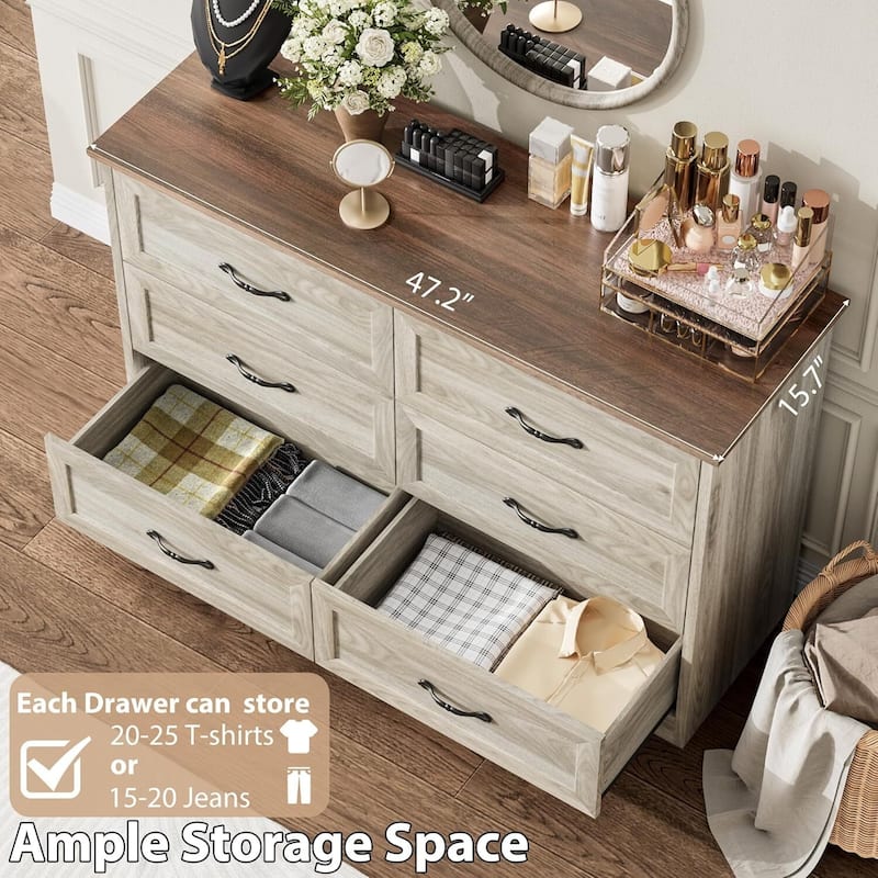 6 Drawers Dresser, TV Stand, Storage Organizer for Bedroom,Living Room