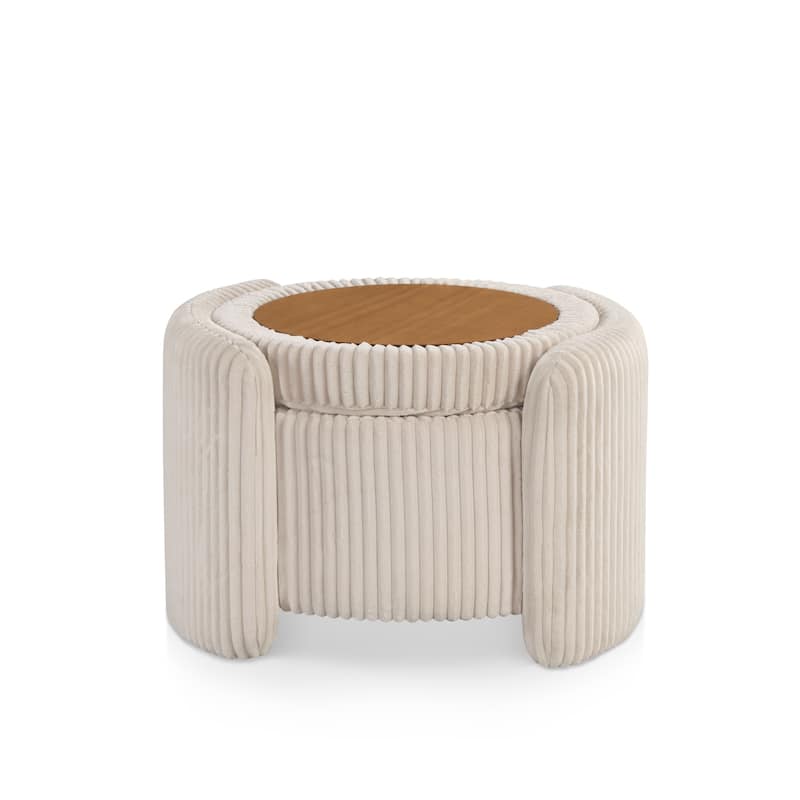 Furniture of America Elyndra 25-inch Round Chenille Storage Ottoman with Flip Top