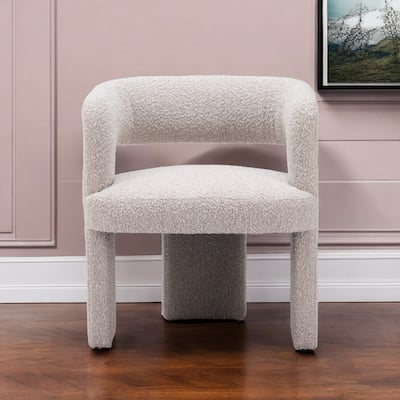 HomeRoots 27" Beige Boucle Contemporary Arm Chair - 27.2' X '31.1' X '25.2