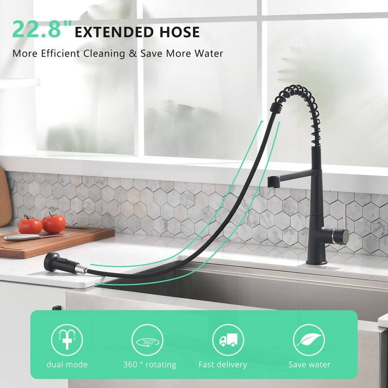Kitchen Sink Faucet with Pull Down Sprayer and Modern Design