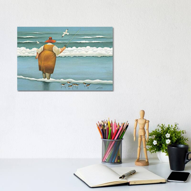 iCanvas "Surfside Fishing" by Lowell Herrero Canvas Print - 8x12x0.75