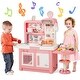 preview thumbnail 2 of 18, Costway Kids Pretend Kitchen Playset Role Play Kitchen Play Toy with - See Details Pink