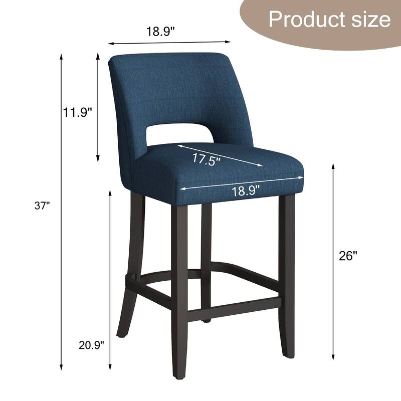 Set of 2/4/6 Counter Height Bar Stools with Black wood Legs