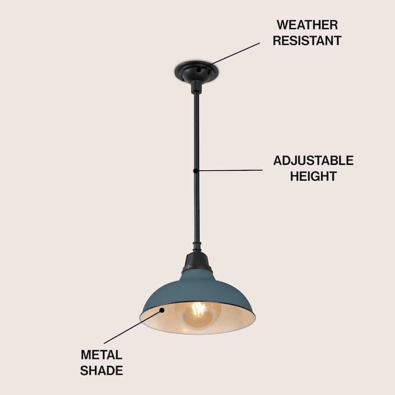 12.25" 1-Light Indoor/Outdoor Iron LED Pendant, by JONATHAN Y - 12.25