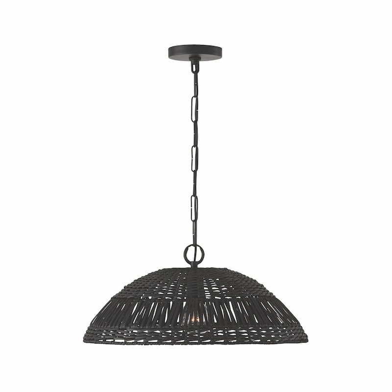 Naomi 1-light Hanging Pendant - 9.25"H x 21"W - Matte Black