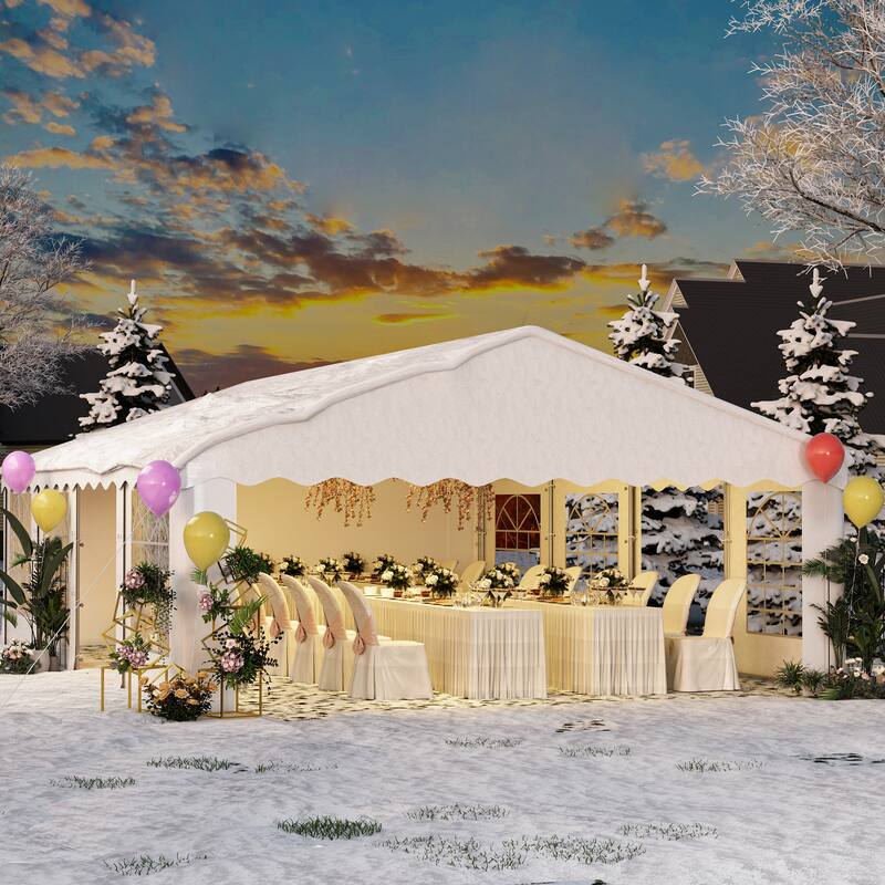 Durable Party Tent Gazebo for Events, Weddings, and BBQs - Includes Removable Sidewalls with Windows & Storage Bags, White
