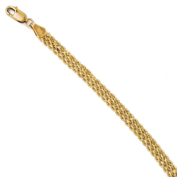 14k Yellow Gold 4 5mm Wide Diamond Cut Triple Rope Bracelet By Versil Overstock 21234638