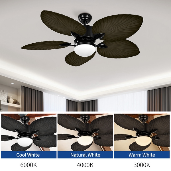 Moasis 52 Palm Leaf Ceiling Fan with Light Tropical Style with Remote On Sale Bed Bath Beyond 37515915