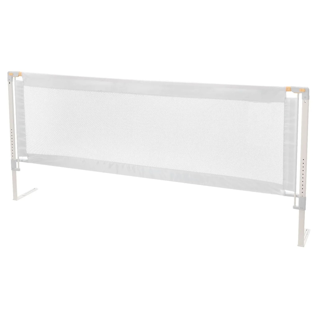 Grey Steel Oxford Fabric Kids Bed Rails with Mesh Adjustable Height for Everyday Use