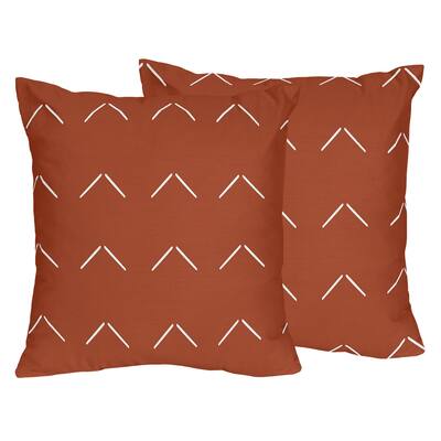 Boho Arrow 18in Decorative Accent Throw Pillows (Set of 2) - Ivory Burnt Orange Farmhouse Southwest Shabby Chic Bohemian Diamond