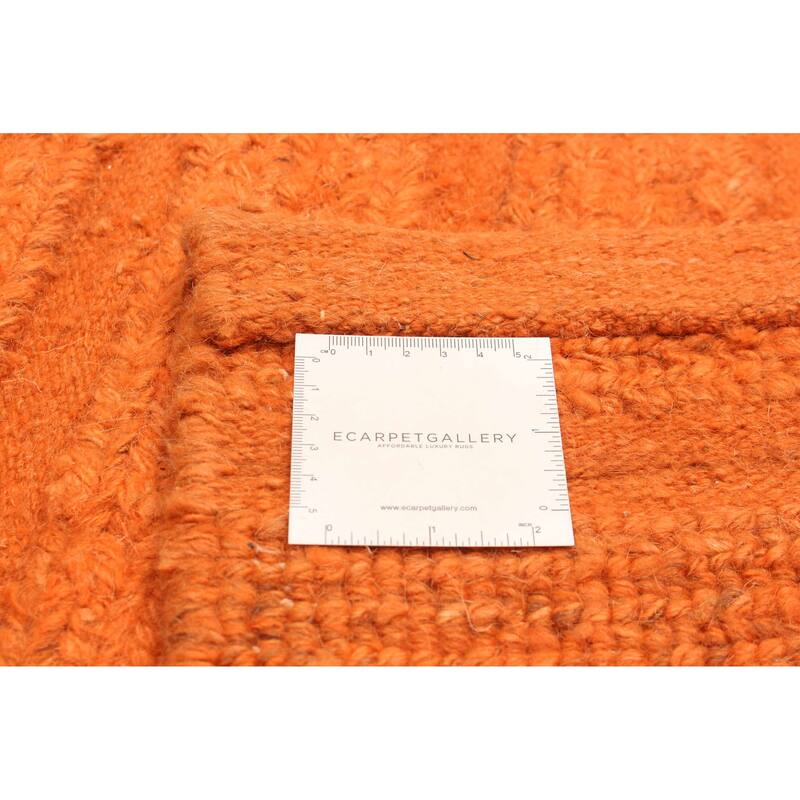 ECARPETGALLERY Flat-Weave Natural Burnt Orange Wool Tapestry Kilim - 6'4 x 6'4