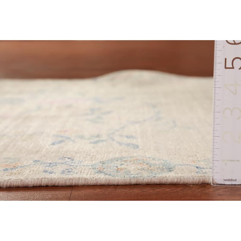 Hand Knotted Oriental 100% Wool Carpet Traditional Floral Beige & Ivories Art Deco Runner Rug - 10' 3'' X 3' 0''