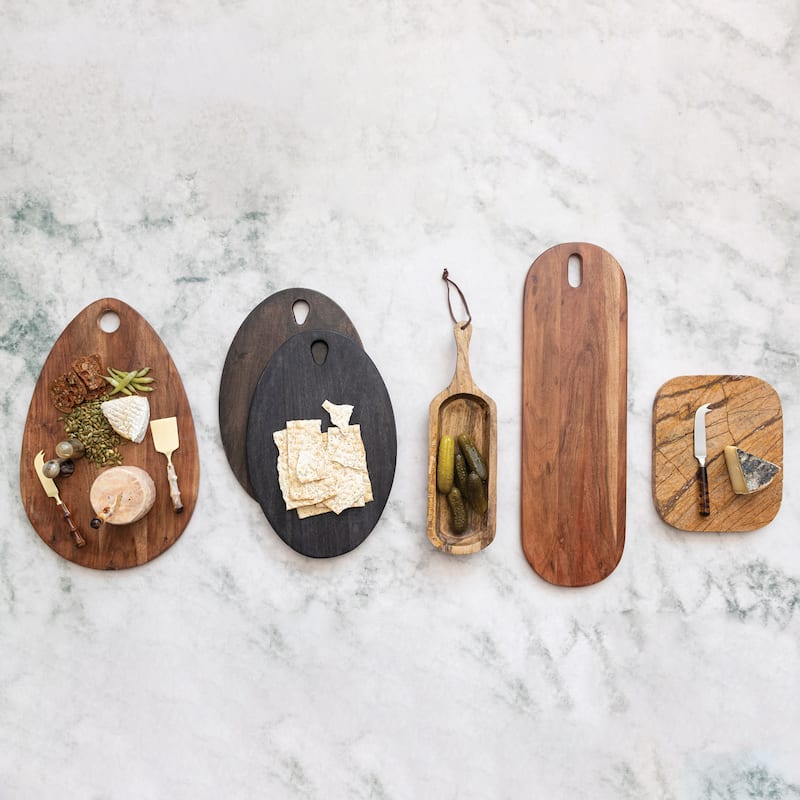 Wood Charcuterie or Cutting Board with Handle - 17.0"L x 11.5"W x 0.6"H