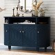 preview thumbnail 2 of 7, Wood Grain Storage Cabinet Snack Table Featuring Four Doors and Adjustable Shelves Living Room Sofa Table Console Tables