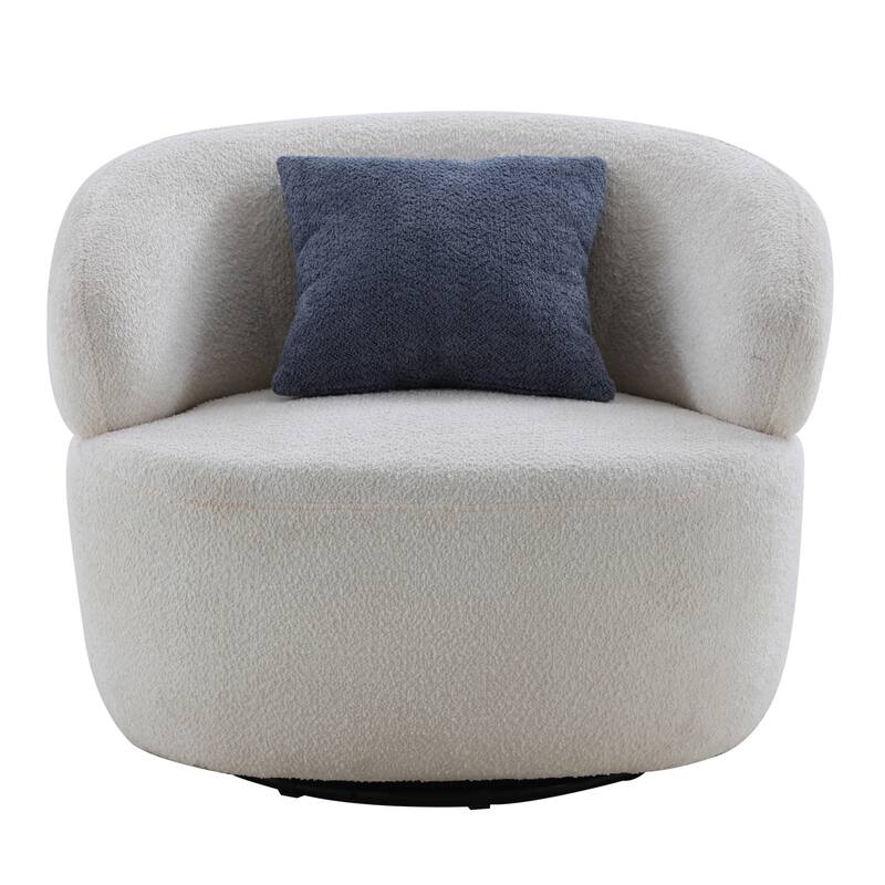 34.6" 360° Swivel Barrel Chair with Solid Wood Frame