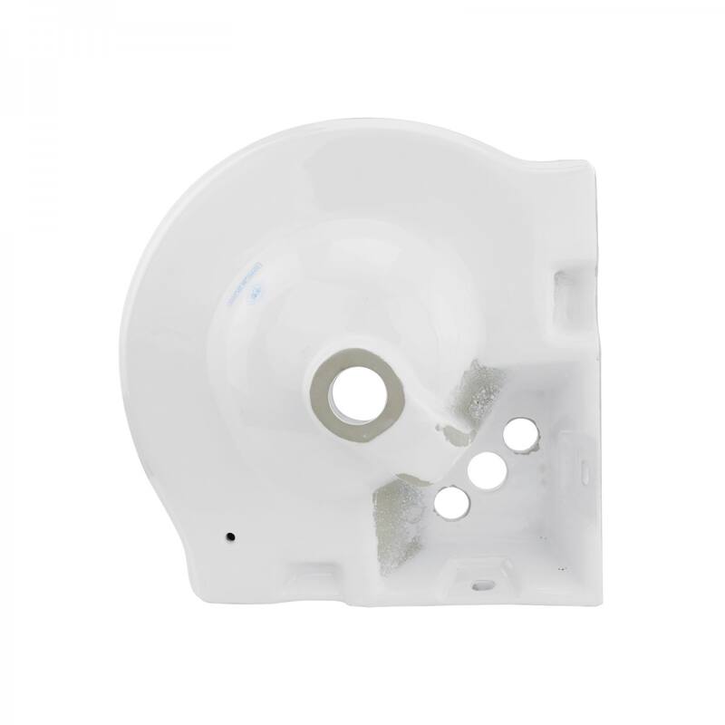 Portsmouth White Ceramic Corner Wall Mount Bathroom Sink with Overflow, Bracket and Backsplash