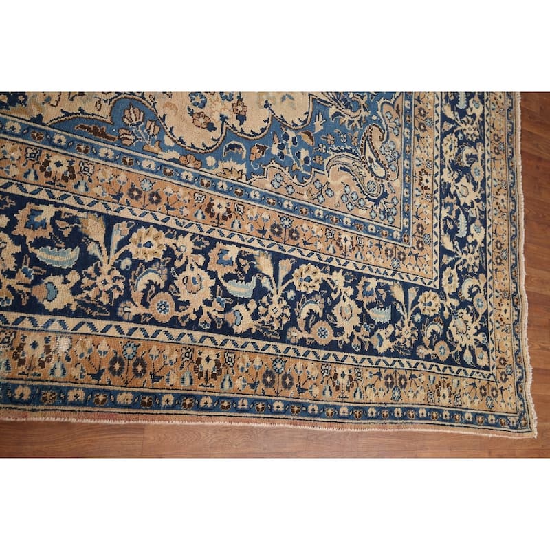 Traditional Mashad Vintage Persian Area Rug Hand-Knotted Wool Carpet - 9'6" x 12'6"