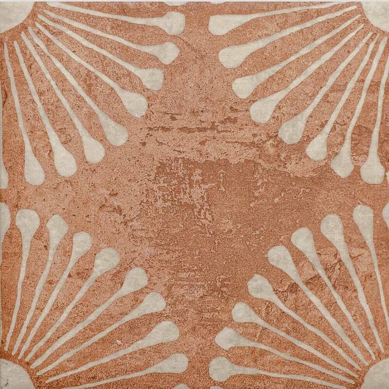 Amanecer 8x8 Glossy Porcelain Encaustic Tile - Floor, Wall & Backsplash
