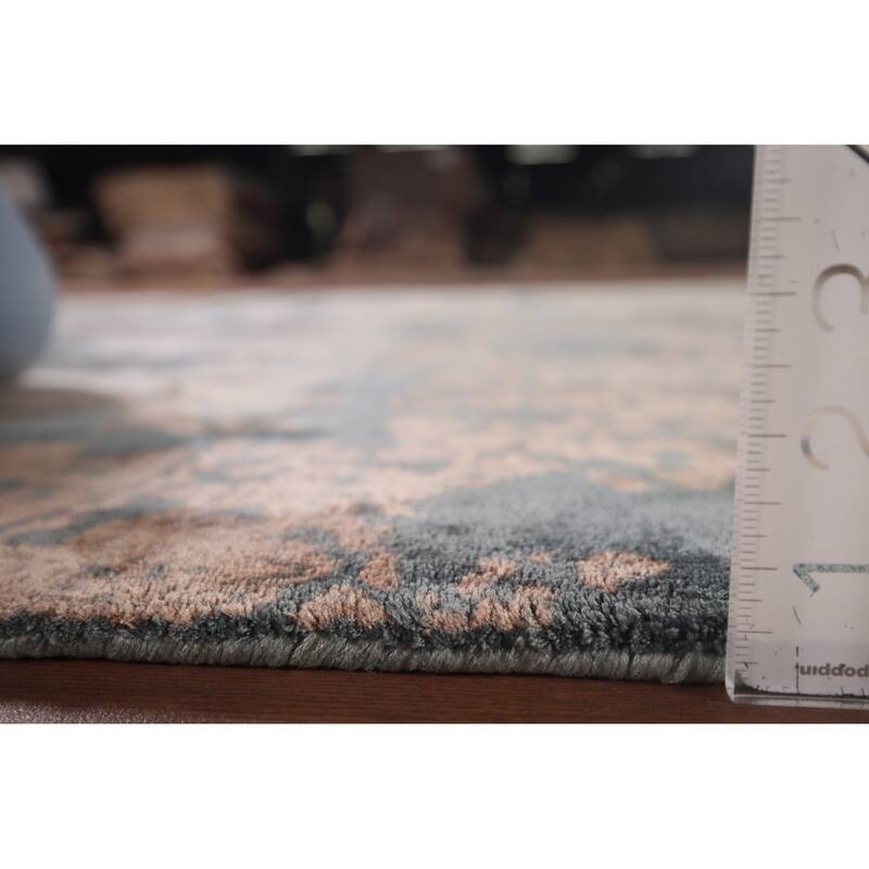 Abstract Indian Area Rug Handmade Contemporary Wool Carpet - 6'1"x 9'1"