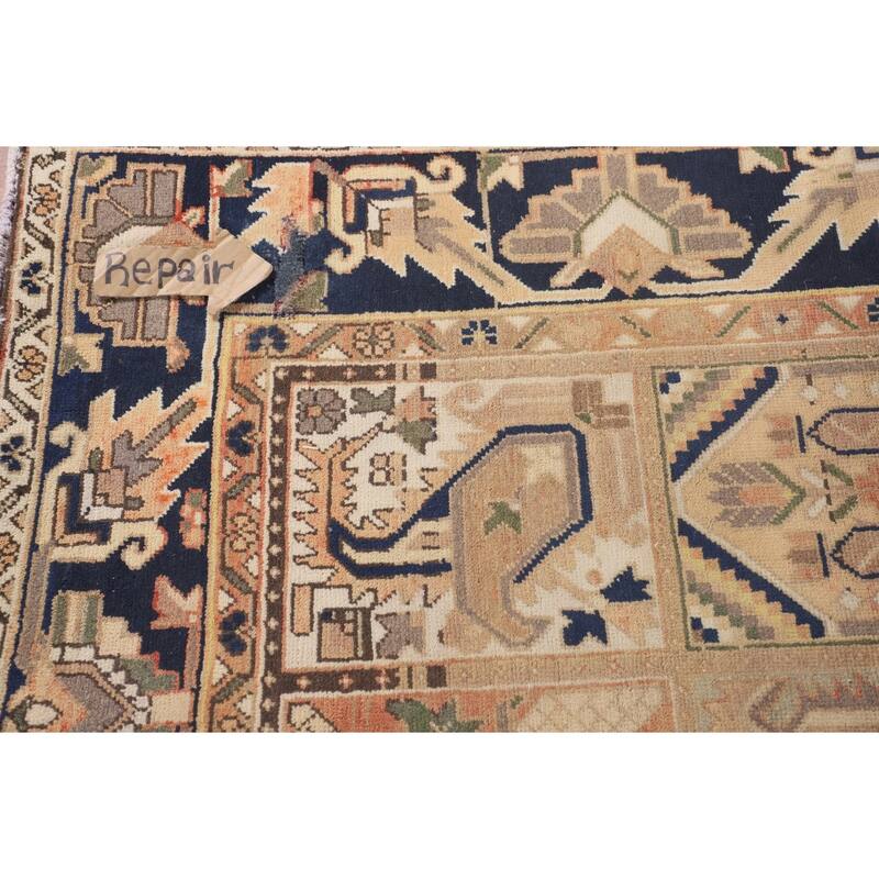 Garden Design Bakhtiari Persian Vintage Rug Handmade Peach Wool Carpet - 6'9"x 10'4"