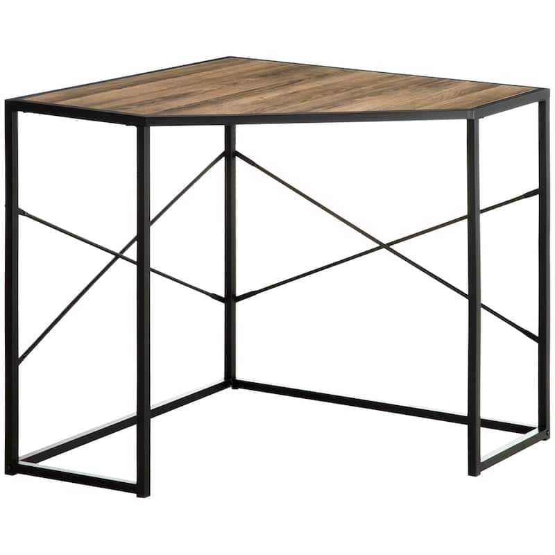 HOMCOM Corner Computer Desk with Steel Frame for Small Spaces, Writing Desk for Workstation