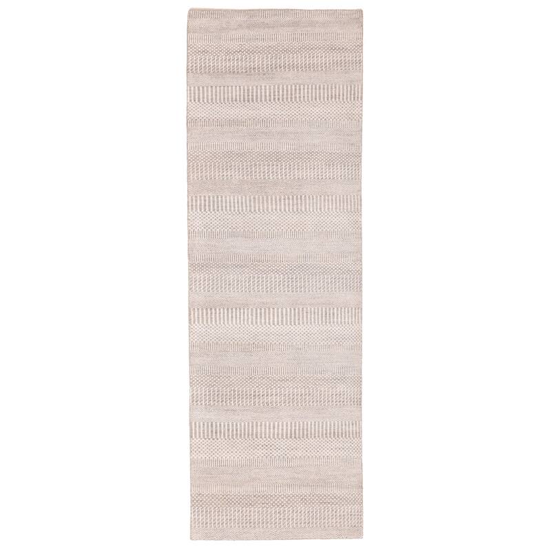 ECARPETGALLERY Hand-knotted Finest Silk Shadow Light Grey Silk, Wool Rug - 2'6 x 7'11