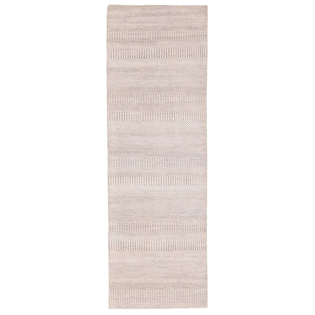 ECARPETGALLERY Hand-knotted Finest Silk Shadow Light Grey Silk, Wool Rug - 2'6 x 7'11