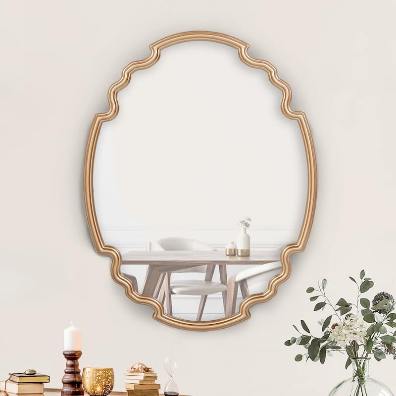 Scalloped Oval Wall Mirror Bathroom Vanity Mirror - 35.4'' H X 27.6" W x 1.2" D