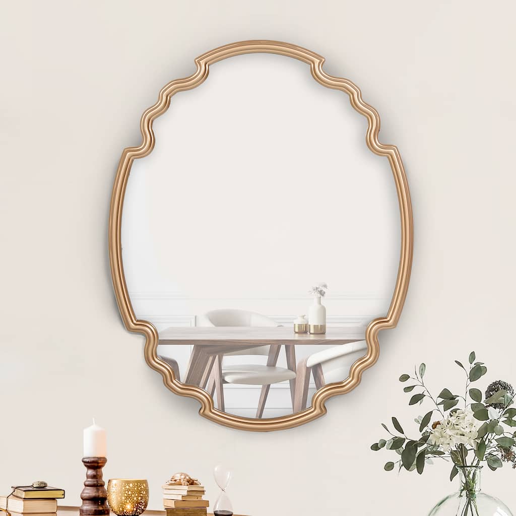 Scalloped Oval Wall Mirror Bathroom Vanity Mirror - 35.4'' H X 27.6" W x 1.2" D