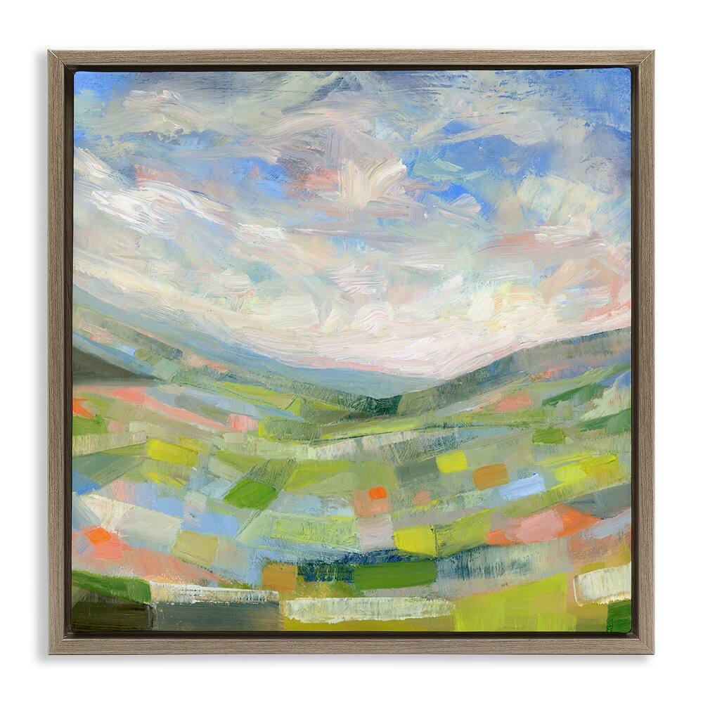 Stupell Jolly Geometric Countryside Scene Framed Floater Canvas Wall Art Design By Ashley Davis