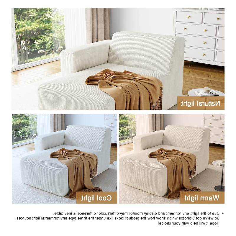 UIXE Upholstered Corduroy Chaise Lounges For Interior - 56.9" W x 31.8 H" 35.3 D"