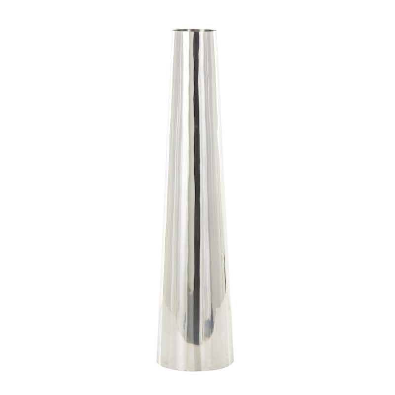 Stainless Steel Metal Minimalistic Tall Floor Cone Decorative Vase - Gold or Silver - Roche River Decor - Silver - 36"H