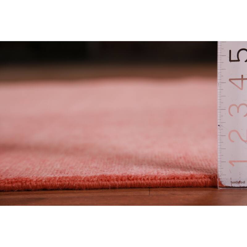 Hand Knotted Oriental 100% Wool Carpet Modern Solid Pink Gabbeh Area Rug - 9' 3'' X 6' 0''
