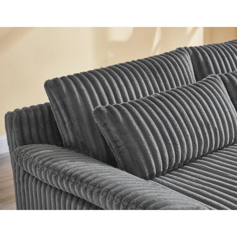 2-Seater Sofa Couch, Cloud Corduroy Loveseat Sofa, Plush Recliner Sofa Chaise Lounge Sofa with Removable Covers