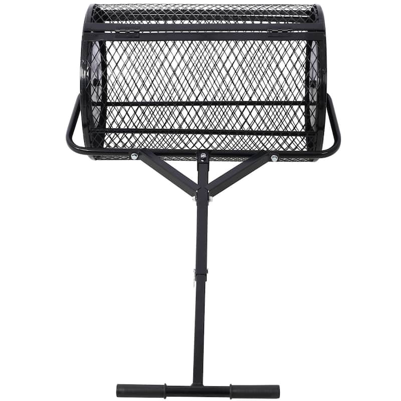55 lbs. 24 in. Heavy Duty Metal Peat Moss Spreader with T Shaped Handle for Planting Seeding, Lawn and Garden Care