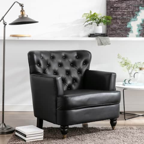 Modern Style Chair For Living Room,PU Leather Club Chair,Black